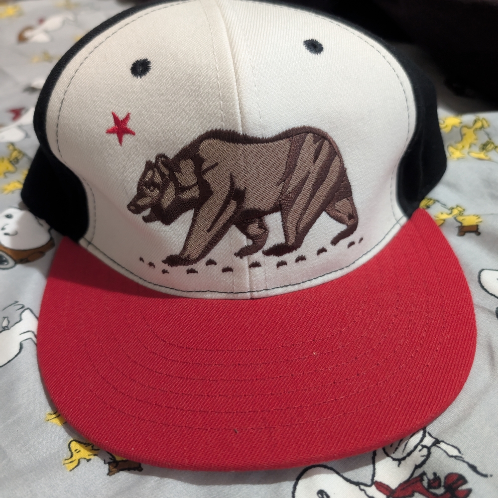 California Bear Red and Black Snapback Hat